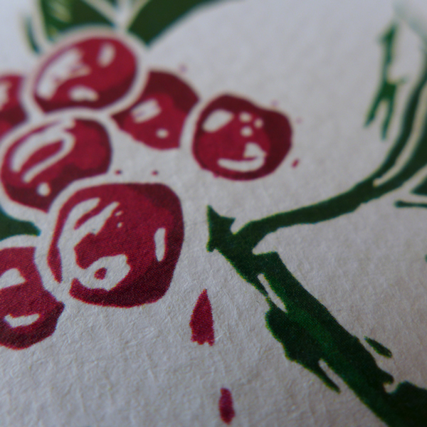 A detail of the Sprig of holly design from our Christmas 2016 range