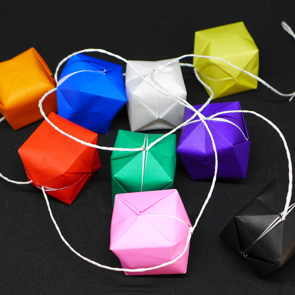 Bright rainbow boxes garland