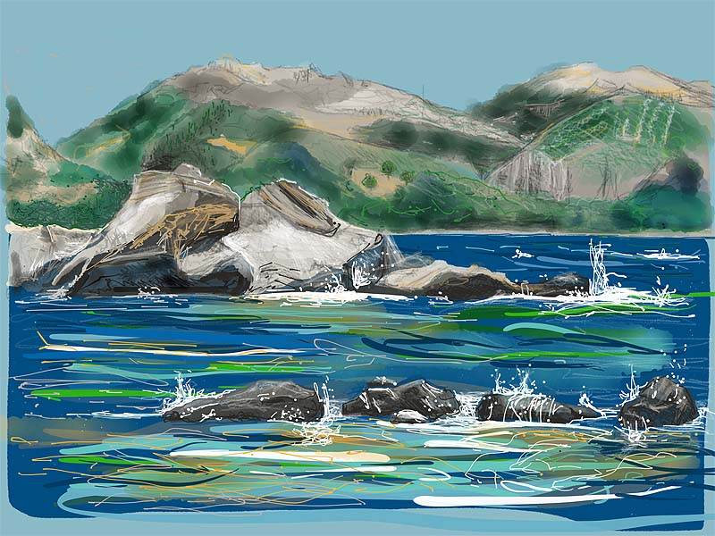 The rocks by the water's edge 2 by Roger Newbrook