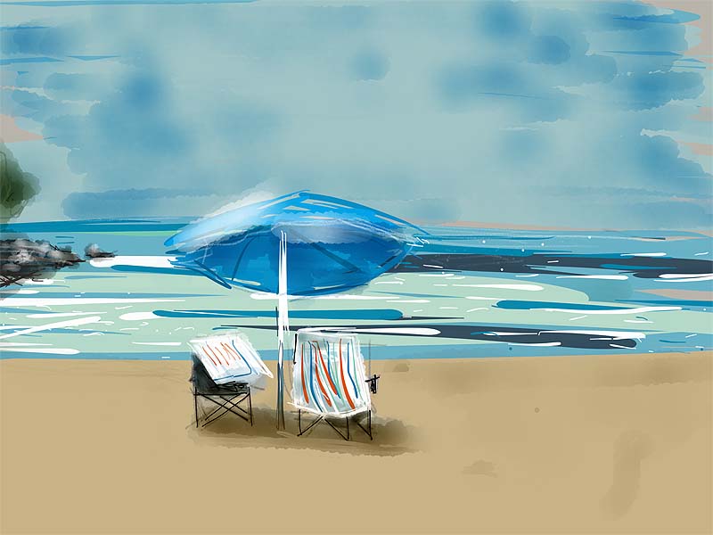 The blue umbrella by Roger Newbrook